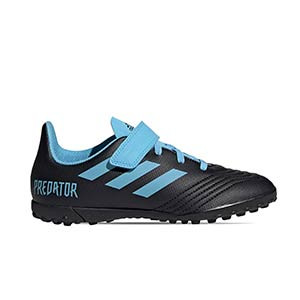 adidas Predator 19.4 TF J velcro - Zapatillas multitaco con velcro para niño adidas TF - azul celeste y negro - pie derecho