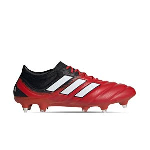 adidas Copa 20.1 SG - Botas de fútbol de piel de canguro adidas SG para césped natural blando - rojas y negras - derecho