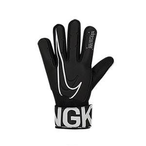 Nike GK Match Jr - Guantes de portero infantiles Nike corte flat - negros - frontal