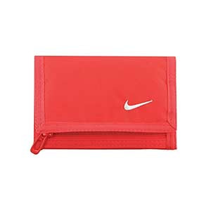 Monedero Nike Basic Wallet - Billetero de poliéster Nike 9 cm x 13 cm - rojo - frontal