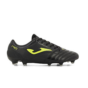 Joma N-10 Pro 911 FG - Botas de fútbol de piel Joma FG para césped natural o artificial de última generación - negras y verdes - pie derecho