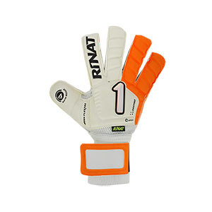 Rinat Egotiko Quantum Spine Turf - Guantes de portero césped artificial con protecciones Rinat - blancos y naranjas - frontal derecho