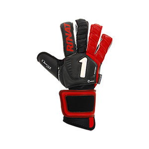 Rinat Egotiko Quantum Pro - Guantes de portero profesionales Rinat corte Negative-Roll - negros y rojos - frontal derecho