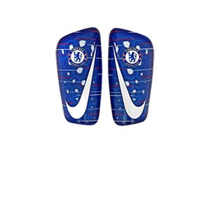 Nike Mercurial Lite Chelsea 18 - 19 - Espinilleras Nike Chelsea 2018 2019 con mallas de sujeción - azules - frontal