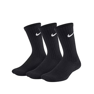 Pack calcetines media caña Nike Cushion Crew niño - Pack de 3 calcetines Nike Cushion Crew media caña - negros - frontal