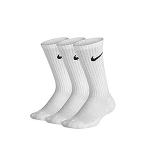 Pack calcetines media caña Nike Cushion Crew niño - Pack de 3 calcetines infantiles Nike Cushion Crew media caña - blancos - frontal