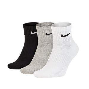 Pack calcetines tobilleros Nike Everyday Cushion Ankle 3p - Pack de 3 calcetines Nike Everiday Cushion tobilleros - grises, blancos y negros - frontal