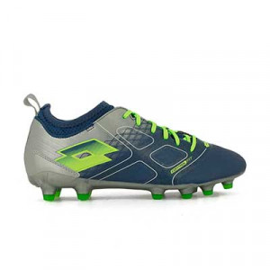 Lotto Maestro 300 FG - Botas de fútbol Lotto Maestro 300 FG para césped natural o artificial de útlima generación - azul marino y plata - pie derecho