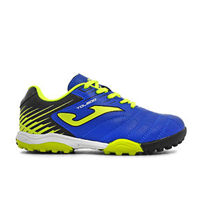 Joma Toledo Jr 904 TF - Zapatillas de fútbol multitaco para niño Joma suela turf - azules y amarillas - pie derecho