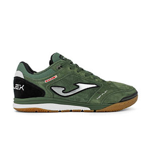 Joma Top Flex Nobuck 923 IN - Zapatillas de fútbol sala de piel Joma suela lisa IN - verde oscuro - pie derecho