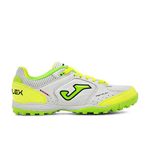 Joma Top Flex 920 TF - Zapatillas multitaco Joma suela turf - blancas y amarillas - pie derecho