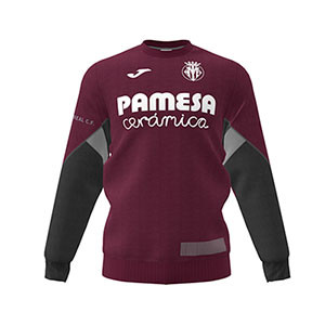 Sudadera Joma Villarreal entreno 2019 2020 - Sudadera de entrenamineto Joma Villareal 2019 2020 - granate y negra - frontal