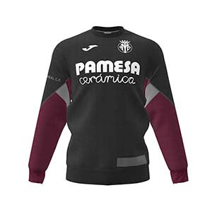 Sudadera Joma Villarreal entreno 2019 2020 - Sudadera de entrenamineto Joma Villareal 2019 2020 - negra y granate - frontal