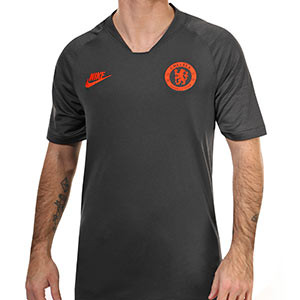 Camiseta Nike Chelsea entreno UCL 19 2020 Dry Strike - Camiseta de manga corta de entrenamiento Nike Chelsea Champions League 2019 2020 - gris oscuro - frontal