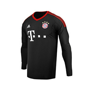 Camiseta portero FC Bayern Múnich 17/18 - Camiseta oficial de portero de la primera equipación del Bayern 2017 - 2018 - Negro - frontal