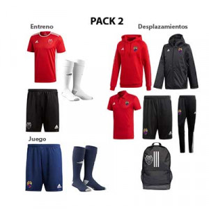 Pack de productos nº 2 - CE Mercantil - Pack con: polo, bermuda, sudadera con capucha, pantalón largo, mochila, parka, sudadera entreno, camiseta entreno, short entreno, medias entreno, short juego y medias juego - frontal