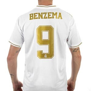 Camiseta adidas Madrid Benzema 2019 2020 - Camiseta Benzema adidas primera equipación Real Madrid 2019 2020 - blanca - trasera