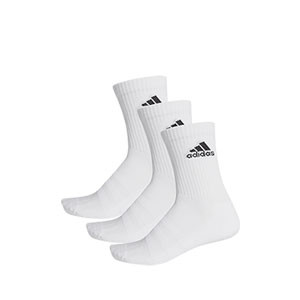 Calcetines media caña adidas Cush Crew 3 pp - Pack 3 calcetines de media caña adidas - blancos - frontal