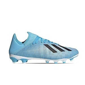 adidas X 19.3 MG - Botas de fútbol adidas MG para césped natural o artificial - azul celeste - derecho