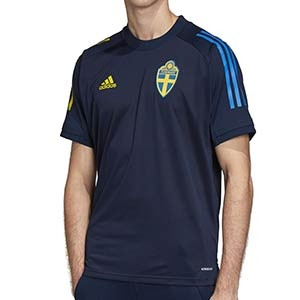 Camiseta adidas Suecia entreno 2019 2020 - Camiseta de manga corta de entrenamiento selección sueca 2019 2020 - azul marino - frontal