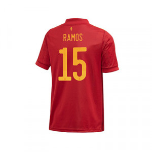 Camiseta adidas España niño Ramos 2019 2020 - Camiseta infantil Sergio Ramos primera equipación selección española 2019 2020 - roja - trasera