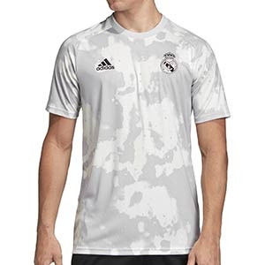 Camiseta adidas pre-match R Madrid 2019 2020 - Camiseta pre partido adidas Real Madrid 2019 2020 - blanca y gris - frontal