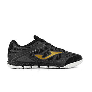 Joma Regate 2001 IN - Zapatillas de fútbol sala Joma suela lisa IN - negras y doradas - derecho