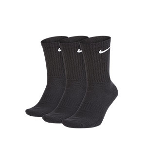 Pack calcetines media caña Nike Everyday Cushion Crew 3p - Pack de 3 calcetines Nike Everiday Cushion tobilleros - negros - frontal