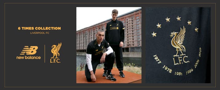 2 modelos con la ropa de la equipación Liverpool color negro con detalles dorados